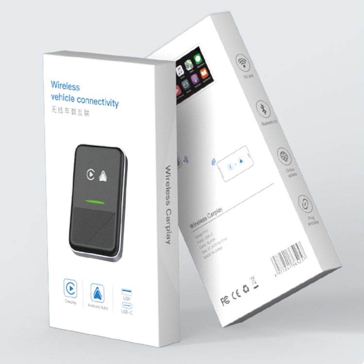 CarPlay and Android Auto Wireless Car Connectivity Box, Specification: Square - Black
