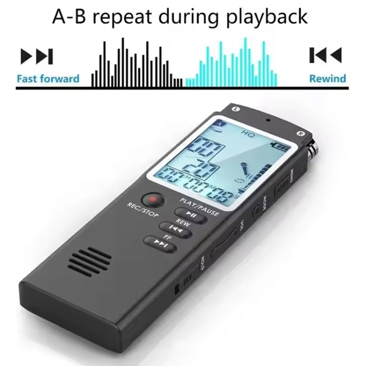 T60 Smart HD Noise Cancelling Voice Recorder MP3 Player, Memory:8GB - Black