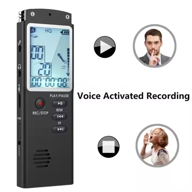 T60 Smart HD Noise Cancelling Voice Recorder MP3 Player, Memory:8GB - Black