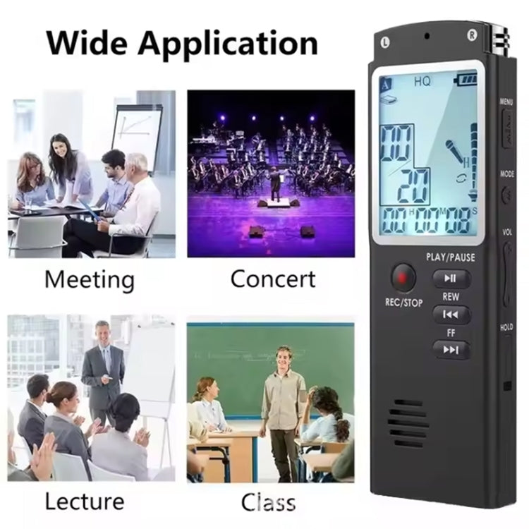 T60 Smart HD Noise Cancelling Voice Recorder MP3 Player, Memory:8GB - Black