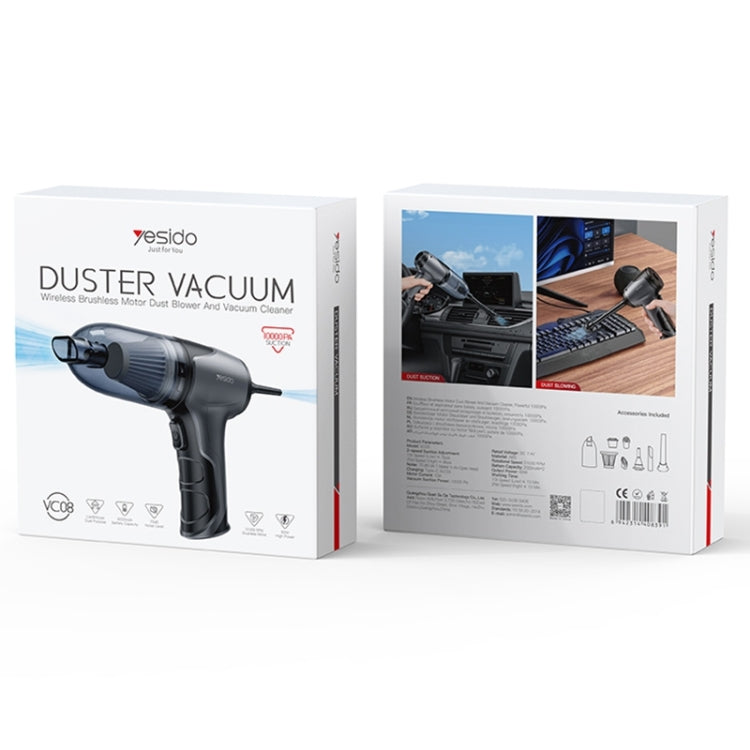 Yesido VC08 Brushless Motor Car Blowing and Suction Dual-Purpose Vacuum Cleaner - Black