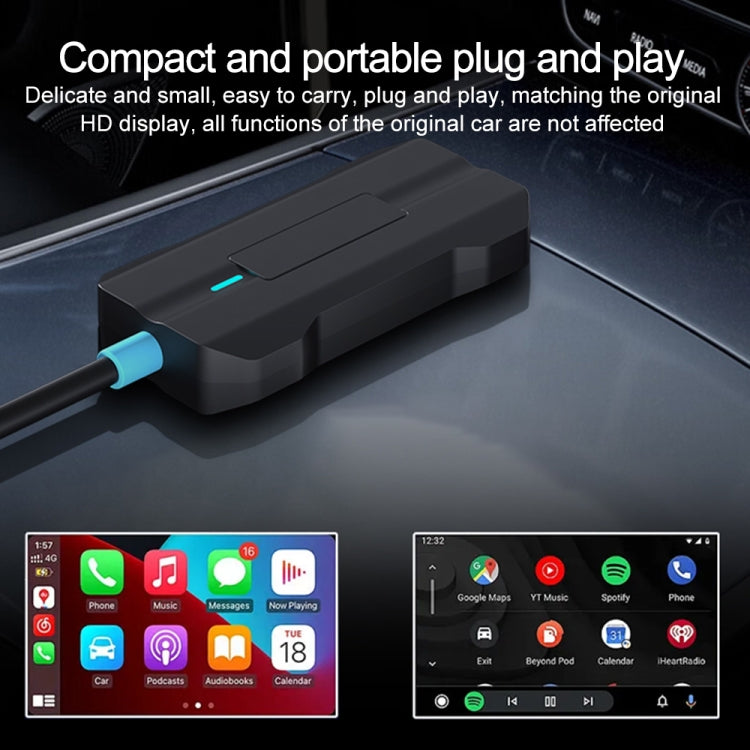 CarPlay and Android Auto Dual Interface Wireless Car Connectivity Box, Length:20cm - Black