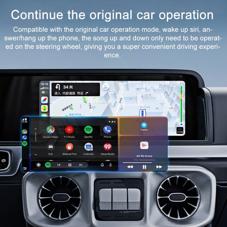 CarPlay and Android Auto Dual Interface Wireless Car Connectivity Box, Length:20cm - Black