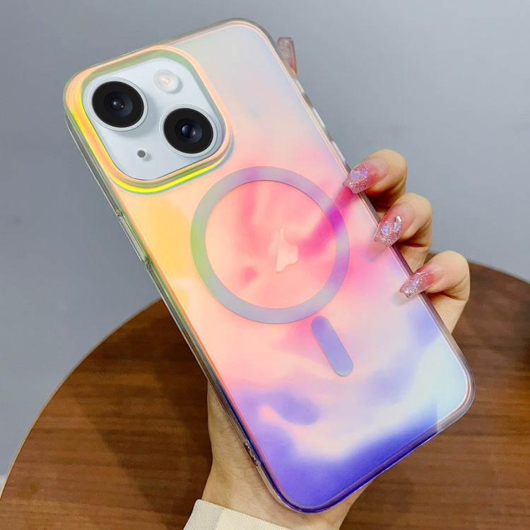 For iPhone 15 Plus Gradient MagSafe PC Hybrid TPU Phone Case