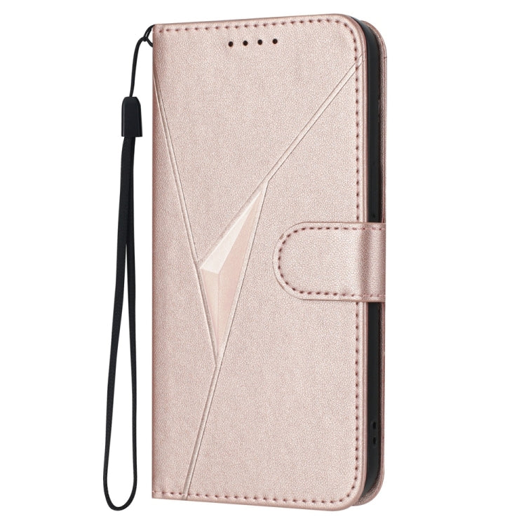 For iPhone 15 Triangle Pattern Buckle Clasp Leather Phone Case