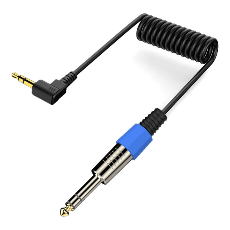 6.5mm to 3.5mm Elbow Guitar Loudspeaker Coiled 6.35mm Audio Cable, Length: 0.5m - Black