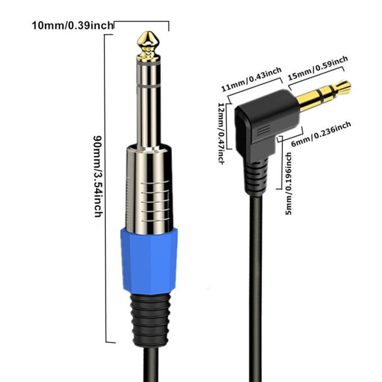 6.5mm to 3.5mm Elbow Guitar Loudspeaker Coiled 6.35mm Audio Cable, Length: 0.5m - Black