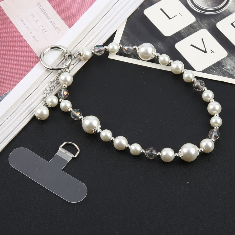 Pearl Short Bracelet Anti-lost Phone Short Lanyard - White
