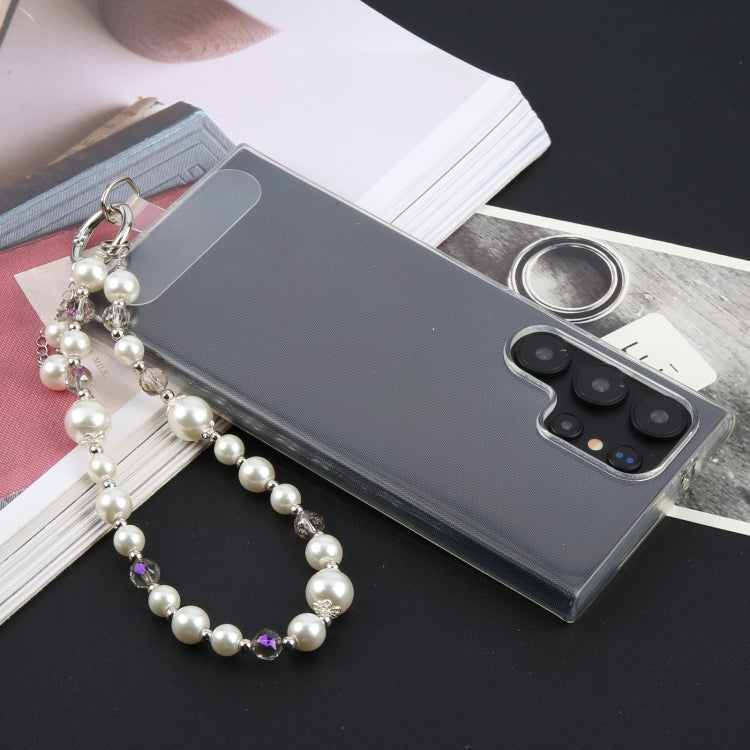 Pearl Short Bracelet Anti-lost Phone Short Lanyard - White