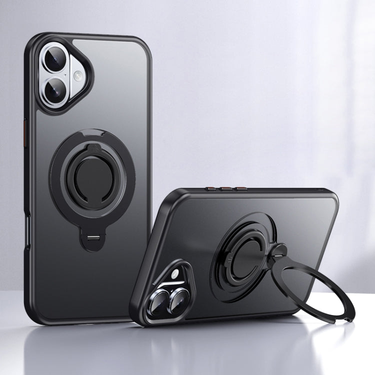 For iPhone 16 Plus Frosted MagSafe Magnetic Rotating Ring Holder Phone Case