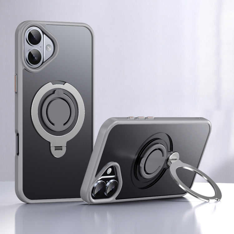 For iPhone 16 Plus Frosted MagSafe Magnetic Rotating Ring Holder Phone Case