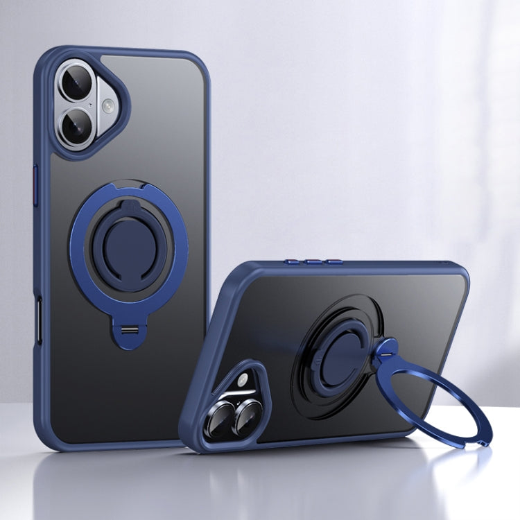 For iPhone 16 Plus Frosted MagSafe Magnetic Rotating Ring Holder Phone Case