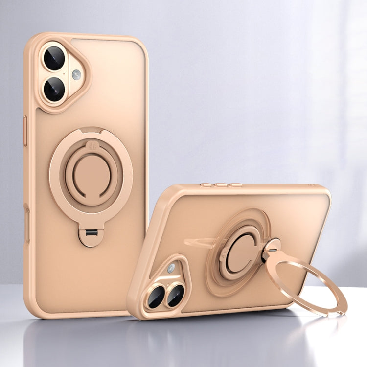 For iPhone 16 Frosted MagSafe Magnetic Rotating Ring Holder Phone Case