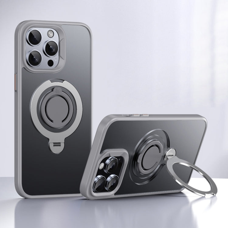 For iPhone 15 Pro Max Frosted MagSafe Magnetic Rotating Ring Holder Phone Case