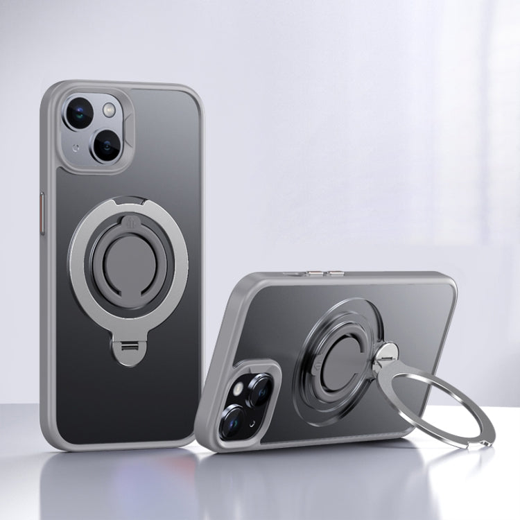 For iPhone 15 Frosted MagSafe Magnetic Rotating Ring Holder Phone Case