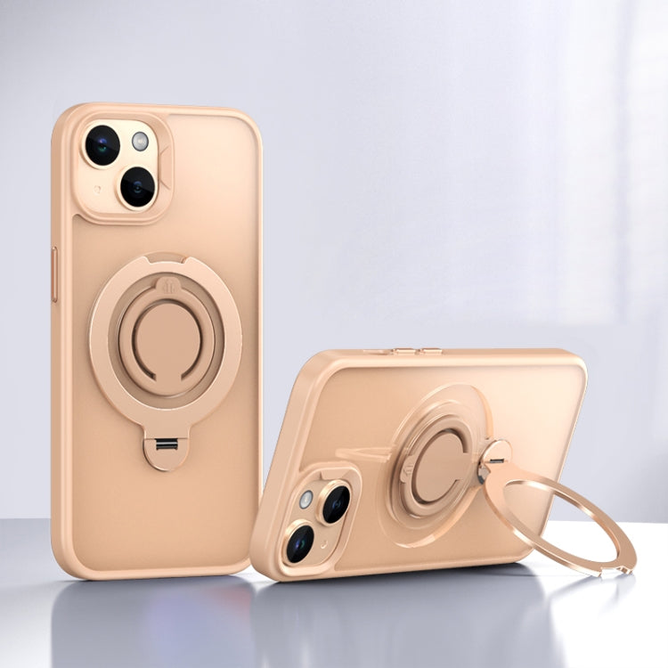 For iPhone 14 Plus Frosted MagSafe Magnetic Rotating Ring Holder Phone Case