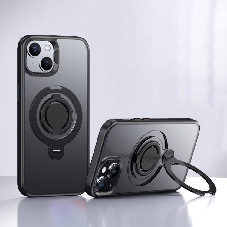 For iPhone 14 Frosted MagSafe Magnetic Rotating Ring Holder Phone Case
