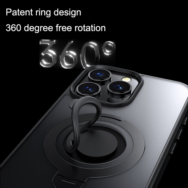 For iPhone 16 Pro Max Frosted MagSafe Magnetic Rotating Ring Holder Phone Case
