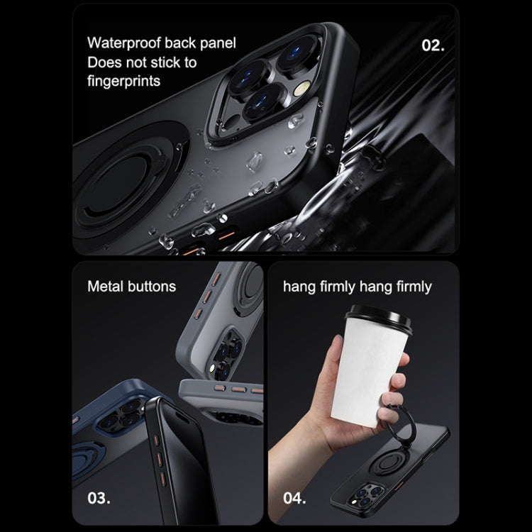 For iPhone 16 Plus Frosted MagSafe Magnetic Rotating Ring Holder Phone Case