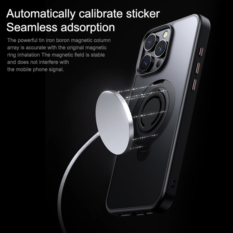 For iPhone 14 Frosted MagSafe Magnetic Rotating Ring Holder Phone Case