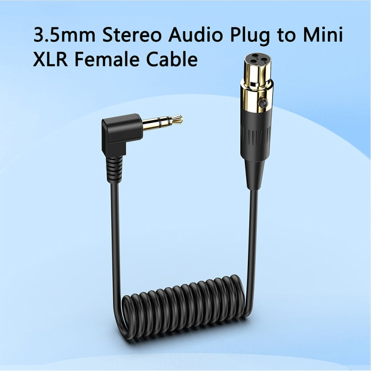 Mini 3 Pin XLR Female to 3.5mm TRS PC Camera Microphone Coiled Stereo Audio Adapter Cable, Length: 0.5m - Black