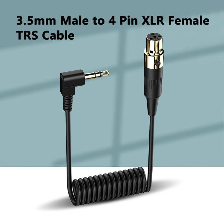 Mini 4 Pin XLR Female to 3.5mm TRS PC Camera Microphone Coiled Stereo Audio Adapter Cable, Length: 0.5m - Black