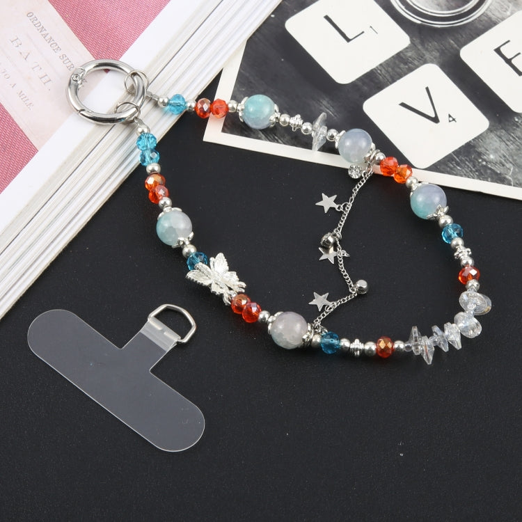Star Alloy Beaded Bracelet Anti-Lost Phone Short Lanyard - Blue
