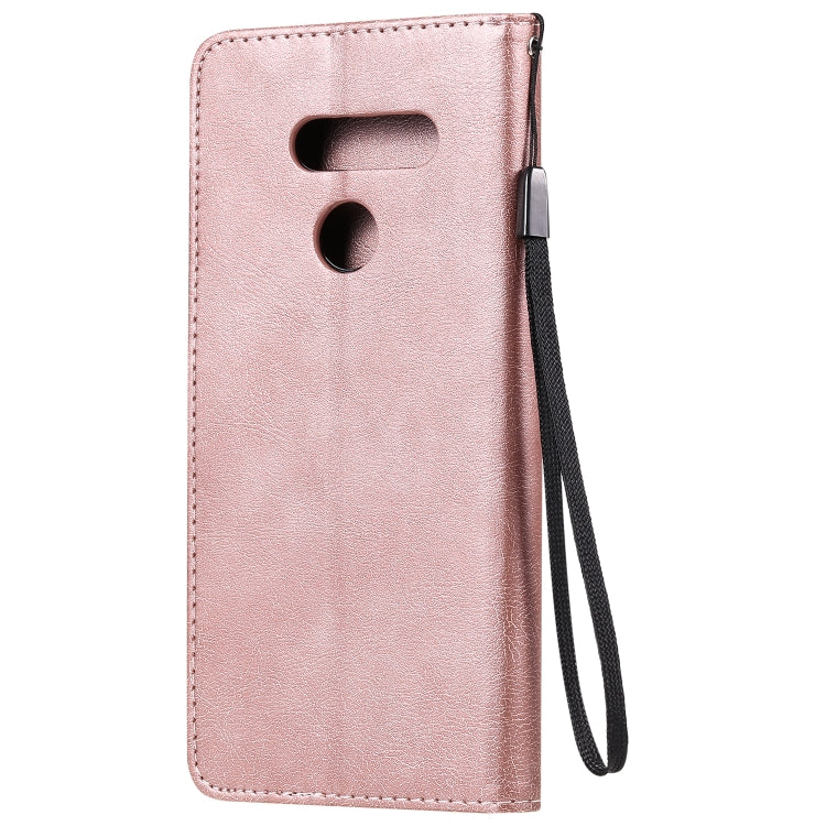 For LG K50S Solid Color Horizontal Flip Protective Leather Case with Holder & Card Slots & Wallet & Photo Frame & Lanyard
