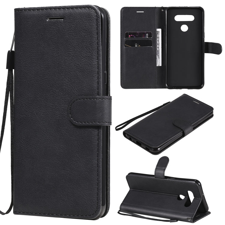 For LG K51 Solid Color Horizontal Flip Protective Leather Case with Holder & Card Slots & Wallet & Photo Frame & Lanyard