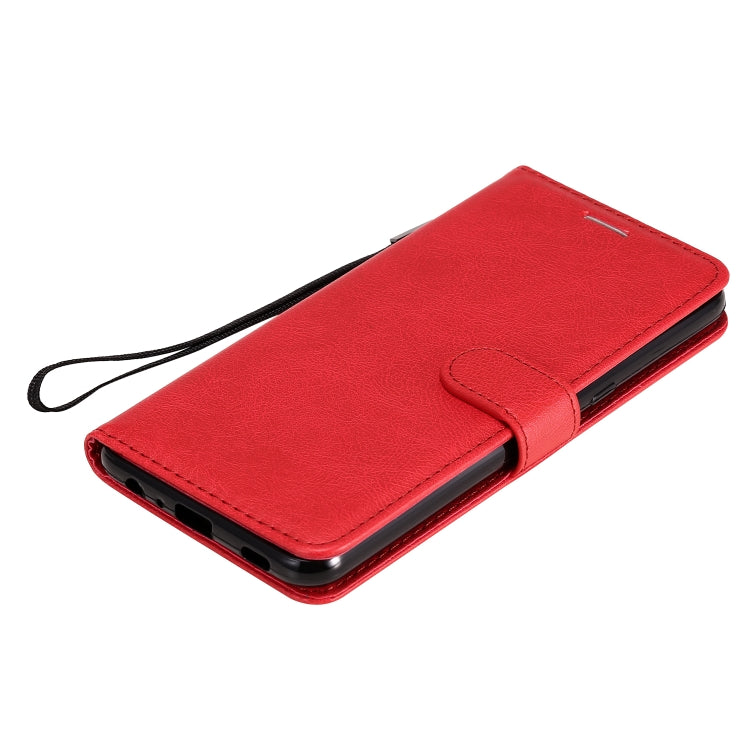 For LG K51 Solid Color Horizontal Flip Protective Leather Case with Holder & Card Slots & Wallet & Photo Frame & Lanyard