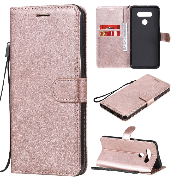 For LG K51 Solid Color Horizontal Flip Protective Leather Case with Holder & Card Slots & Wallet & Photo Frame & Lanyard