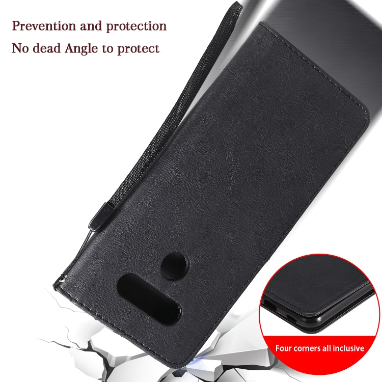 For LG K51 Solid Color Horizontal Flip Protective Leather Case with Holder & Card Slots & Wallet & Photo Frame & Lanyard