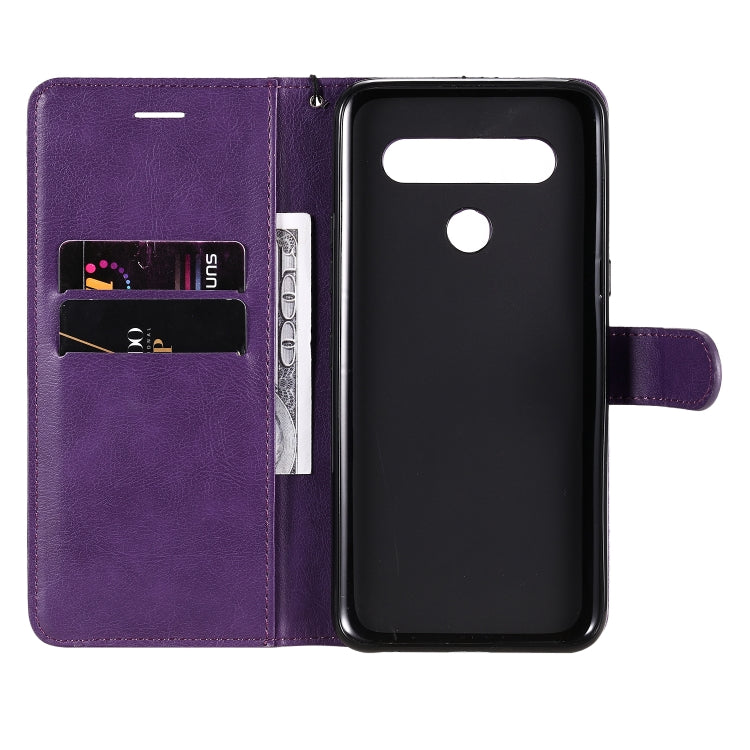 For LG K61 Solid Color Horizontal Flip Protective Leather Case with Holder & Card Slots & Wallet & Photo Frame & Lanyard
