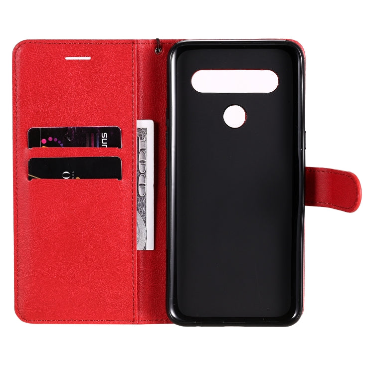 For LG K61 Solid Color Horizontal Flip Protective Leather Case with Holder & Card Slots & Wallet & Photo Frame & Lanyard