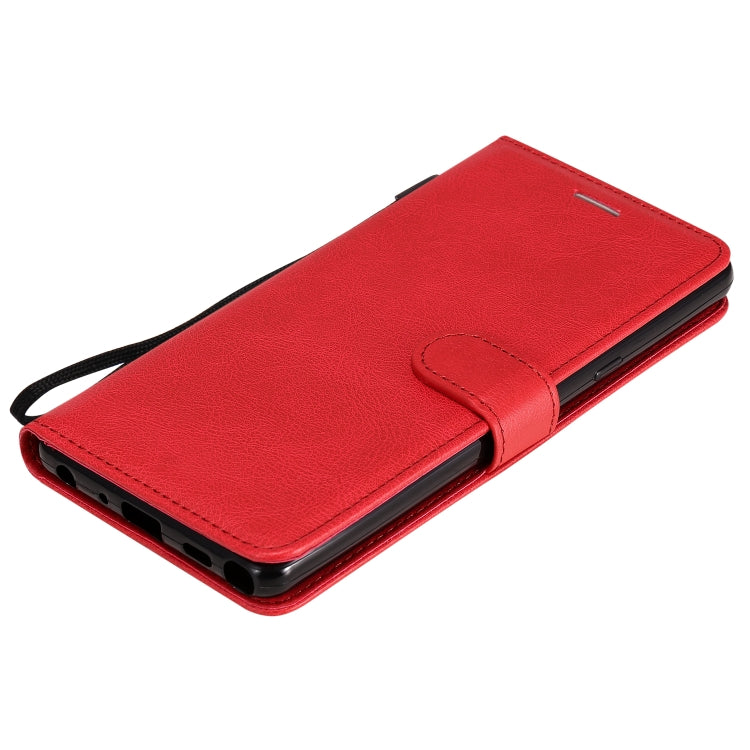 For Motorola Moto E6s (2020) Solid Color Horizontal Flip Protective Leather Case with Holder & Card Slots & Wallet & Photo Frame & Lanyard