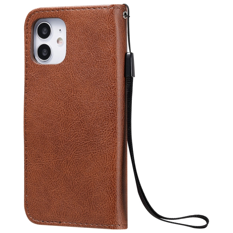 For iPhone 12 mini Solid Color Horizontal Flip Protective Leather Case with Holder & Card Slots & Wallet & Photo Frame & Lanyard