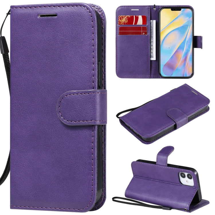 For iPhone 12 mini Solid Color Horizontal Flip Protective Leather Case with Holder & Card Slots & Wallet & Photo Frame & Lanyard
