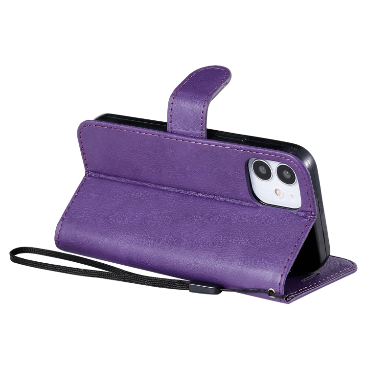 For iPhone 12 mini Solid Color Horizontal Flip Protective Leather Case with Holder & Card Slots & Wallet & Photo Frame & Lanyard
