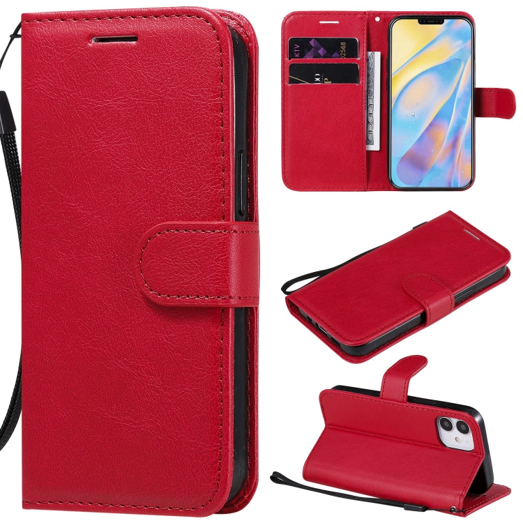 For iPhone 12 mini Solid Color Horizontal Flip Protective Leather Case with Holder & Card Slots & Wallet & Photo Frame & Lanyard