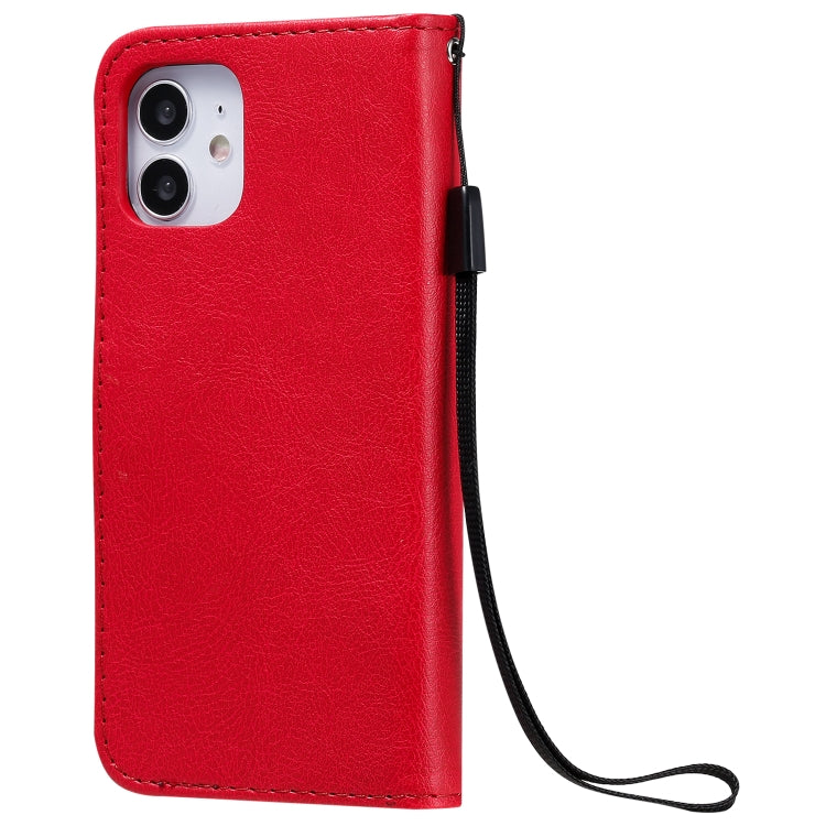 For iPhone 12 mini Solid Color Horizontal Flip Protective Leather Case with Holder & Card Slots & Wallet & Photo Frame & Lanyard