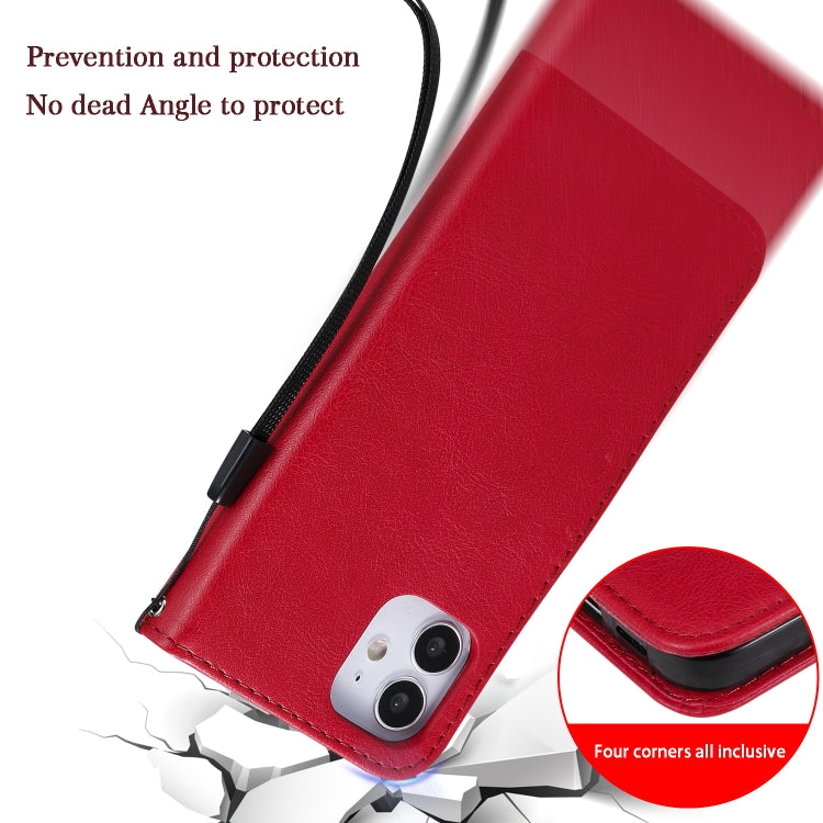 For iPhone 12 mini Solid Color Horizontal Flip Protective Leather Case with Holder & Card Slots & Wallet & Photo Frame & Lanyard