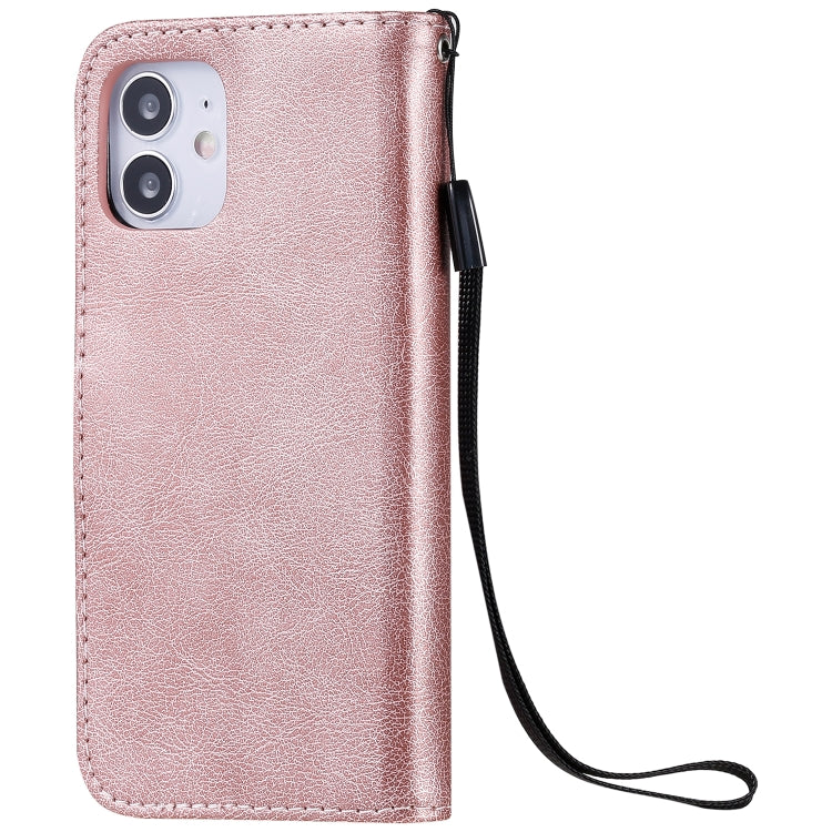 For iPhone 12 mini Solid Color Horizontal Flip Protective Leather Case with Holder & Card Slots & Wallet & Photo Frame & Lanyard