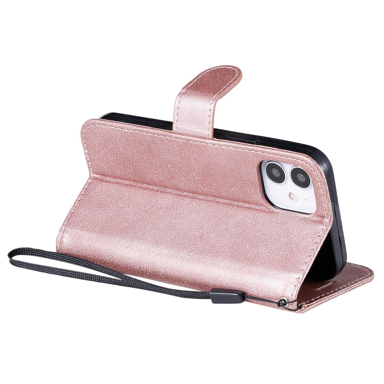 For iPhone 12 mini Solid Color Horizontal Flip Protective Leather Case with Holder & Card Slots & Wallet & Photo Frame & Lanyard