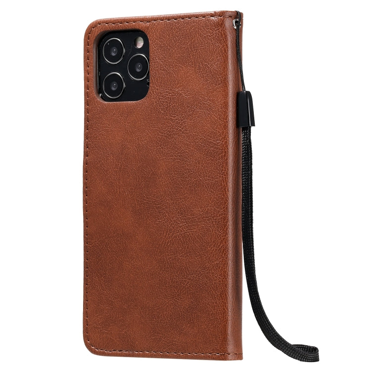 For iPhone 12 / 12 Pro Solid Color Horizontal Flip Protective Leather Case with Holder & Card Slots & Wallet & Photo Frame & Lanyard