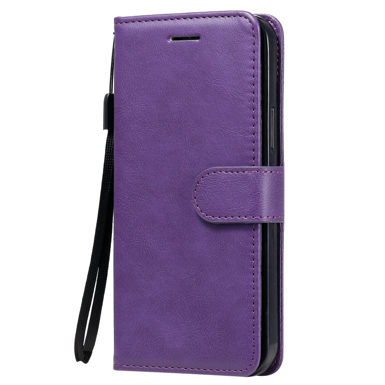 For iPhone 12 / 12 Pro Solid Color Horizontal Flip Protective Leather Case with Holder & Card Slots & Wallet & Photo Frame & Lanyard