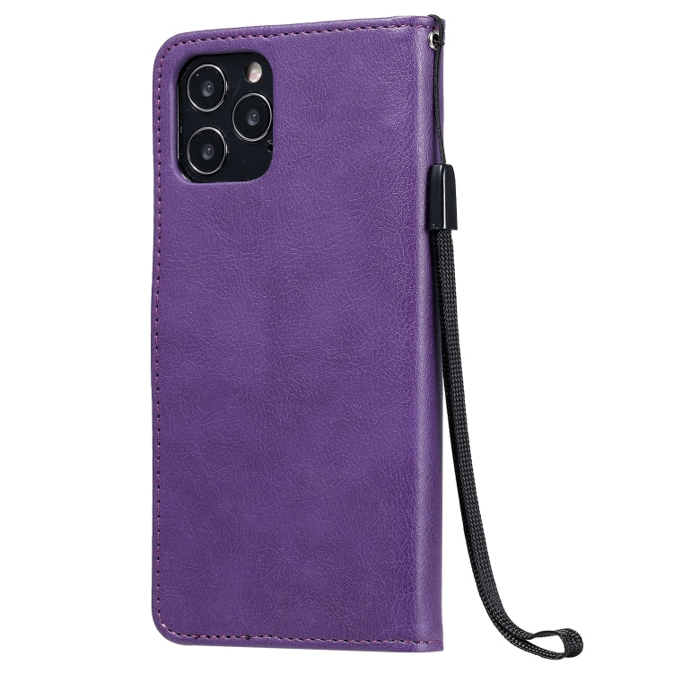 For iPhone 12 / 12 Pro Solid Color Horizontal Flip Protective Leather Case with Holder & Card Slots & Wallet & Photo Frame & Lanyard