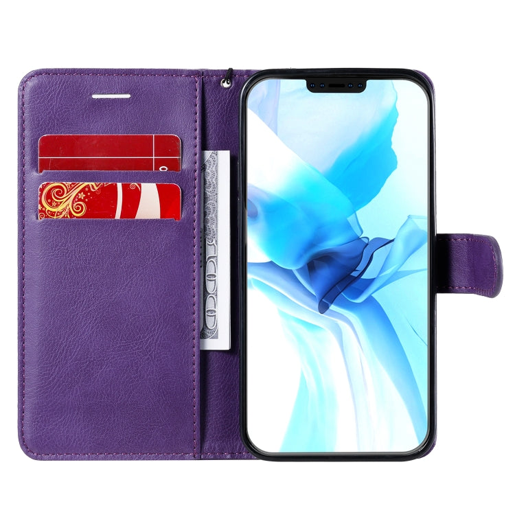 For iPhone 12 / 12 Pro Solid Color Horizontal Flip Protective Leather Case with Holder & Card Slots & Wallet & Photo Frame & Lanyard