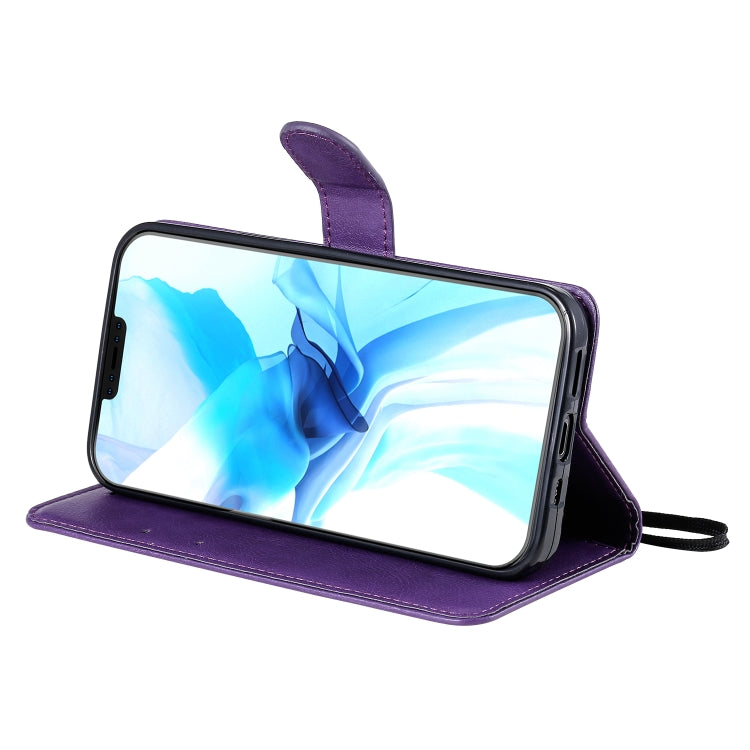 For iPhone 12 / 12 Pro Solid Color Horizontal Flip Protective Leather Case with Holder & Card Slots & Wallet & Photo Frame & Lanyard