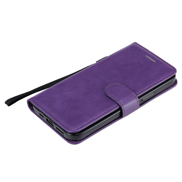 For iPhone 12 / 12 Pro Solid Color Horizontal Flip Protective Leather Case with Holder & Card Slots & Wallet & Photo Frame & Lanyard