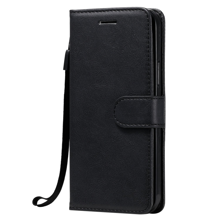 For iPhone 12 / 12 Pro Solid Color Horizontal Flip Protective Leather Case with Holder & Card Slots & Wallet & Photo Frame & Lanyard